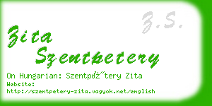zita szentpetery business card